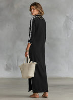 Riley | Women's Button-Down Collar Sweatshirt Maxi Dress, Flattering Summer Dress for Holidays and Everyday Wear, Flattering Summer Dress for Holidays and Everyday Wear - Khaki
