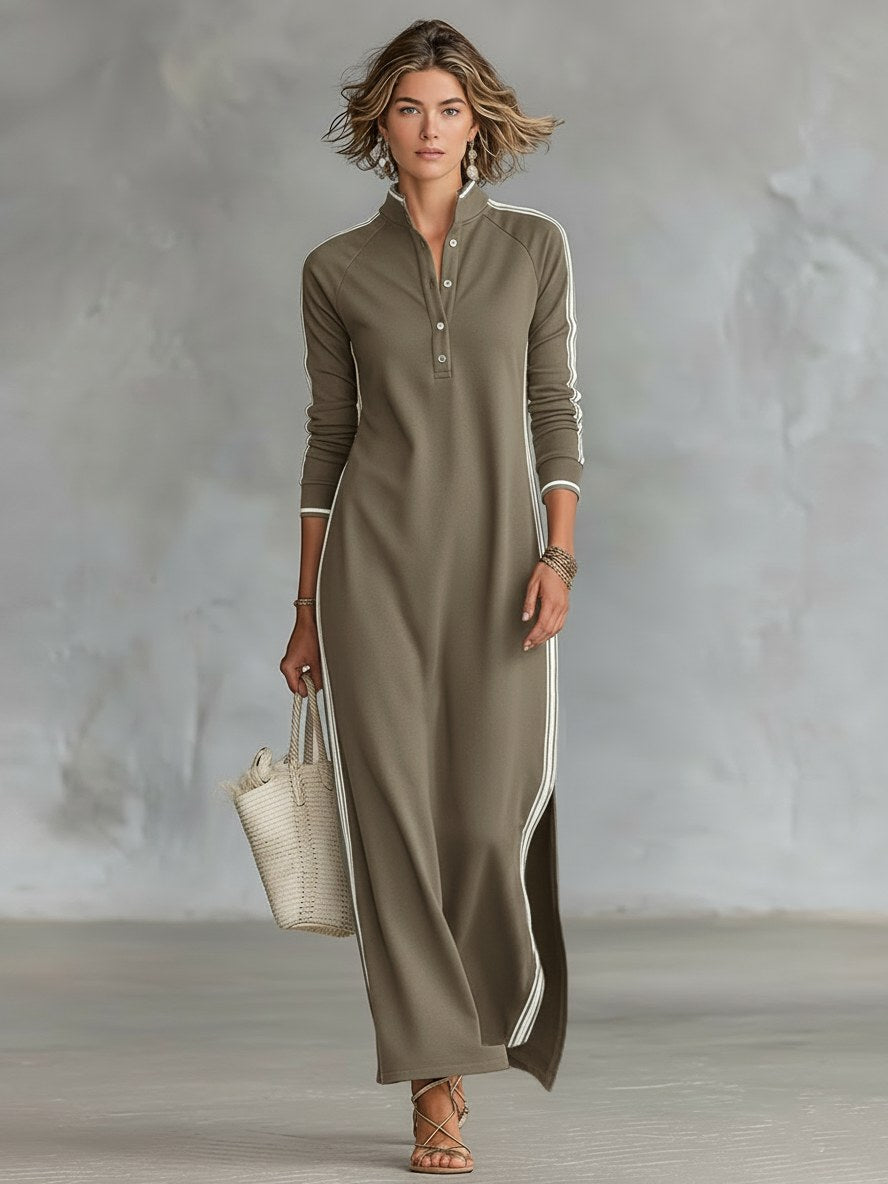 Riley | Women's Button-Down Collar Sweatshirt Maxi Dress, Flattering Summer Dress for Holidays and Everyday Wear, Flattering Summer Dress for Holidays and Everyday Wear - White