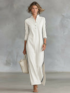 Riley | Women's Button-Down Collar Sweatshirt Maxi Dress, Flattering Summer Dress for Holidays and Everyday Wear, Flattering Summer Dress for Holidays and Everyday Wear - Royal Blue