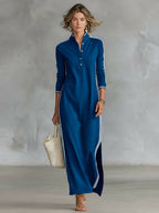 Riley | Women's Button-Down Collar Sweatshirt Maxi Dress, Flattering Summer Dress for Holidays and Everyday Wear, Flattering Summer Dress for Holidays and Everyday Wear - image 5