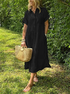 Rosalie | Women's Striped Button-Up Shirt - Black