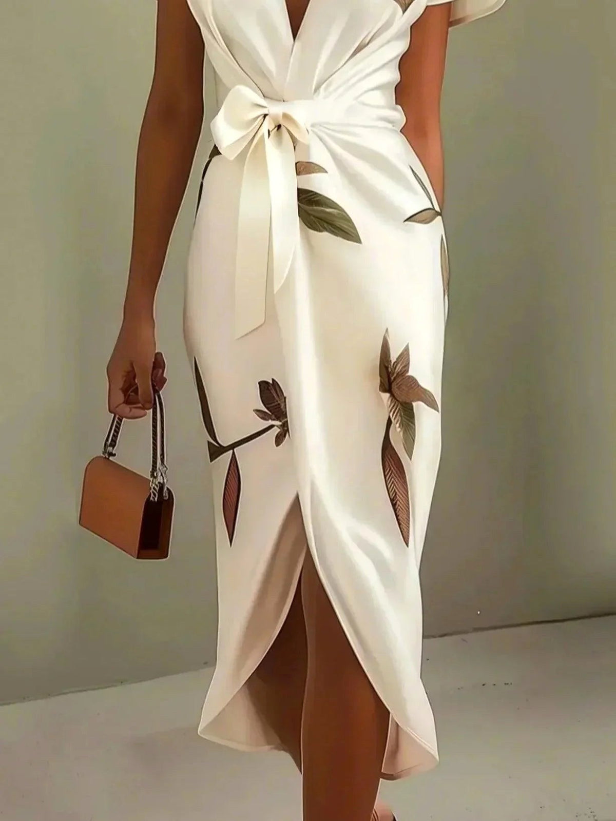 Rose | Women's Wrap Midi Dress with V-Neckline, Flattering Summer Dress for Holidays and Everyday Wear, Flattering Summer Dress for Holidays and Everyday Wear - image 3