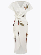 Rose | Women's Wrap Midi Dress with V-Neckline, Flattering Summer Dress for Holidays and Everyday Wear, Flattering Summer Dress for Holidays and Everyday Wear - image 4