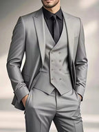 Samuel | Men's Slim-Fit Three-Piece Suit, Double-Breasted Waistcoat Trouser Suit | Dressific