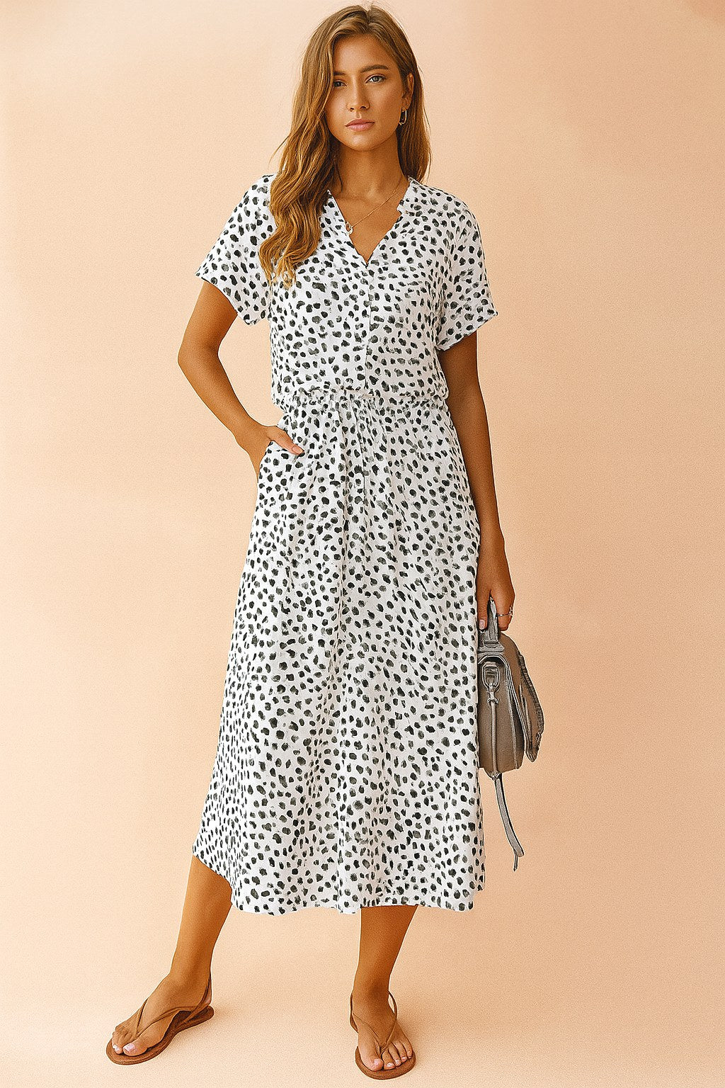 Savannah | Women's Boho Midi Dress with Tie Waist, Lightweight Summer Dress for Holidays and Resort Wear, Lightweight Summer Dress for Holidays and Resort Wear - White