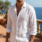 Scott | Men's Linen-Blend Long-Sleeve Shirt, Relaxed Fit Casual Shirt | Dressific