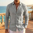 Scott | Men's Linen-Blend Long-Sleeve Shirt, Relaxed Fit Casual Shirt | Dressific