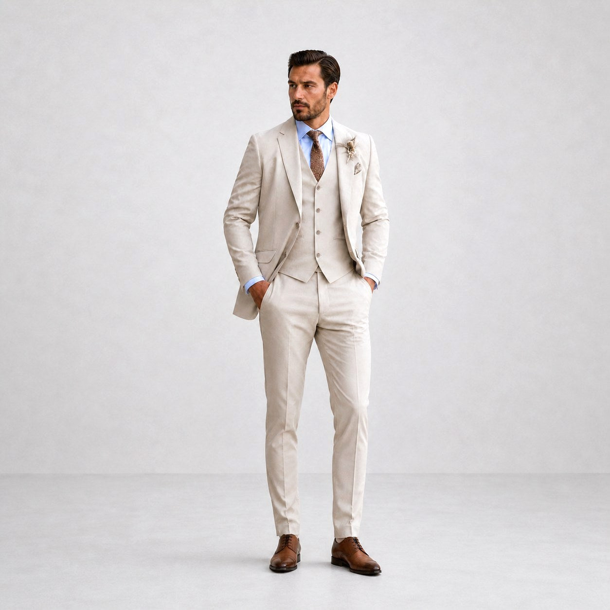 Sebastian | Men's Linen Three-Piece Suit with Waistcoat, Tailored Blazer Suit | Dressific | Black