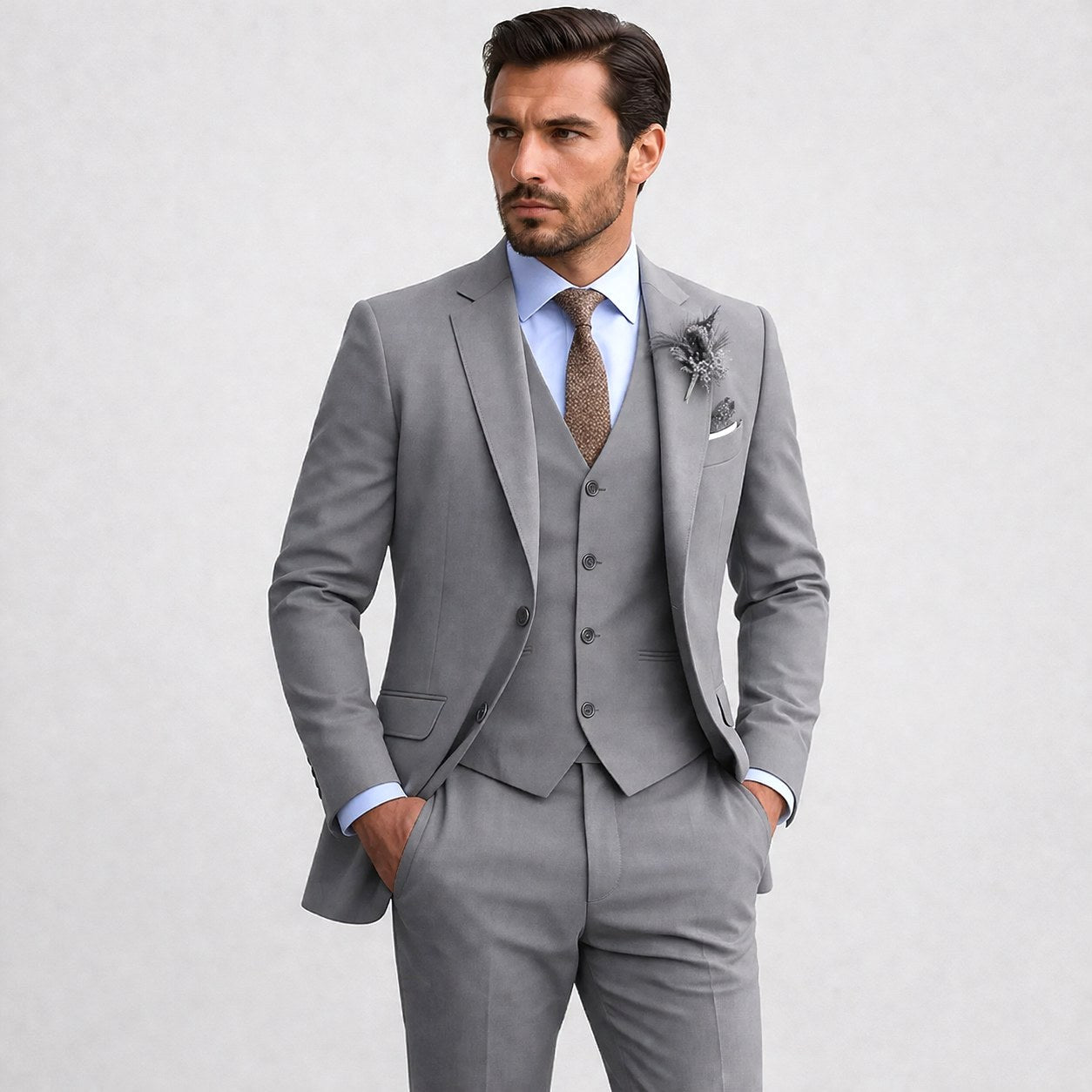 Sebastian | Men's Linen Three-Piece Suit with Waistcoat, Tailored Blazer Suit | Dressific