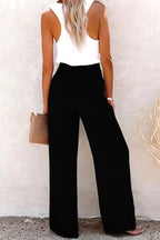Serena | Women's High-Waist Wide-Leg Linen Trousers, Comfortable Summer Trousers for Travel and Everyday Wear, Comfortable Summer Trousers for Travel and Everyday Wear - Wine Red
