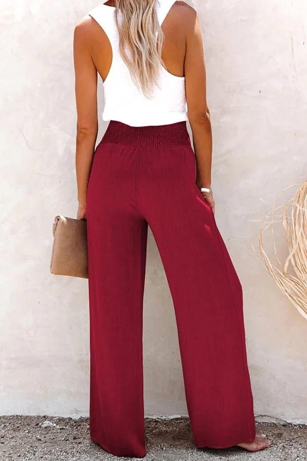 Serena | Women's High-Waist Wide-Leg Linen Trousers, Comfortable Summer Trousers for Travel and Everyday Wear, Comfortable Summer Trousers for Travel and Everyday Wear - Khaki