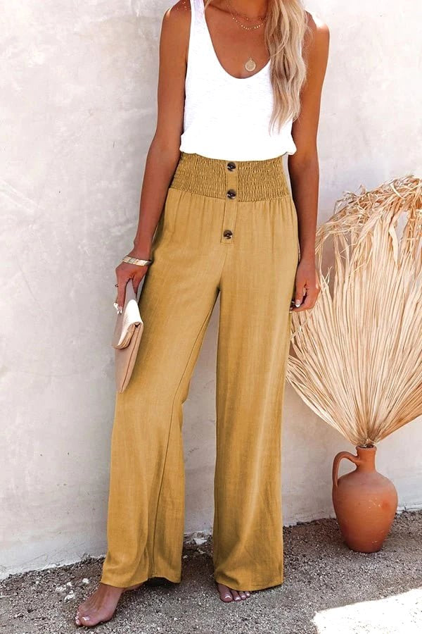 Serena | Women's High-Waist Wide-Leg Linen Trousers, Comfortable Summer Trousers for Travel and Everyday Wear, Comfortable Summer Trousers for Travel and Everyday Wear - image 9