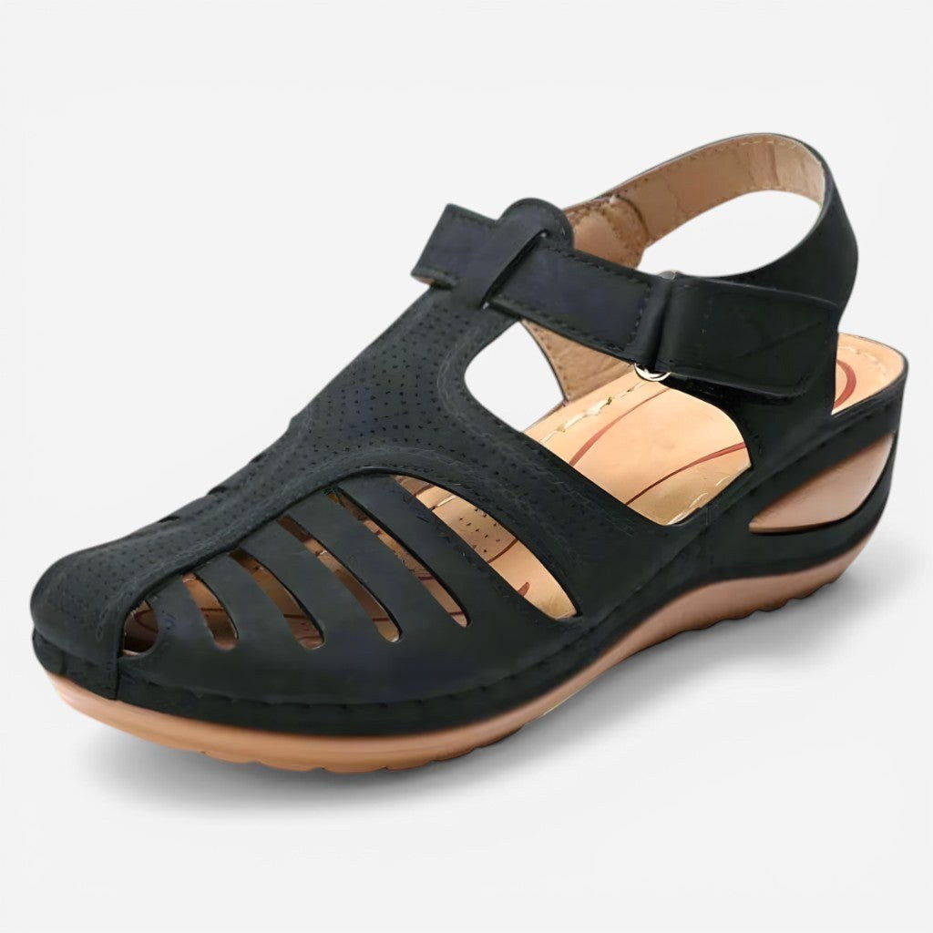 Shayla | Women's Orthopaedic Slip-On Sandals, Corrective Comfort Sandals | Dressific | Negro