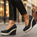Simone | Women's Wedge Slip-On Shoes, Textured Platform Shoes | Dressific