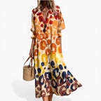 Tahlia | Women's Relaxed Shirt Dress with Bold Print, Button-Front Day Dress | Dressific | Naranja