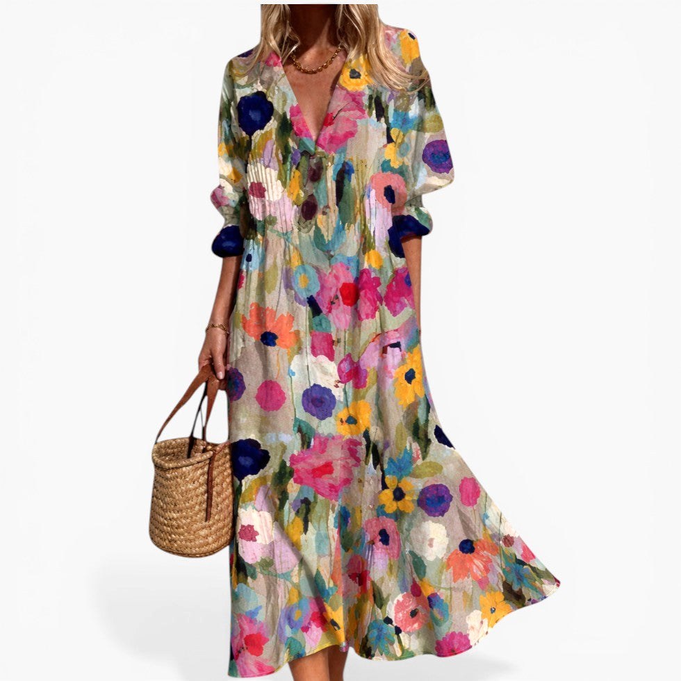 Tahlia | Women's Relaxed Shirt Dress with Bold Print, Button-Front Day Dress | Dressific | Multicolor
