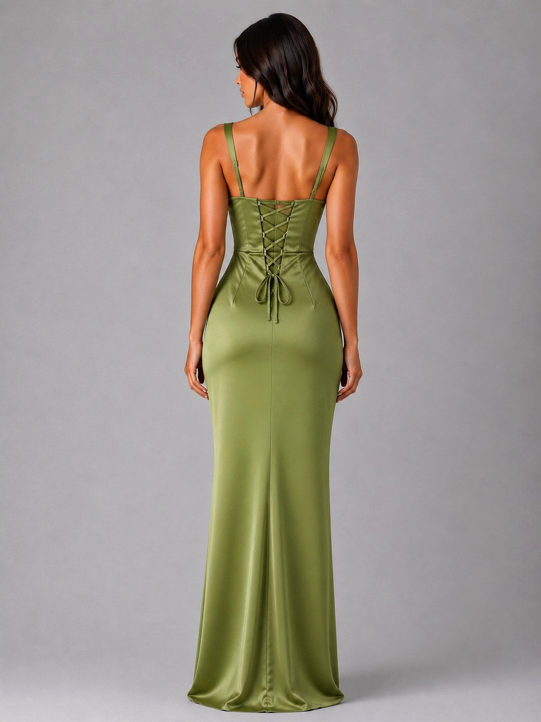 Tanya | Women's Satin Maxi Dress with Ruched Waist, Sculpted Evening Dress | Dressific | Navy Blue