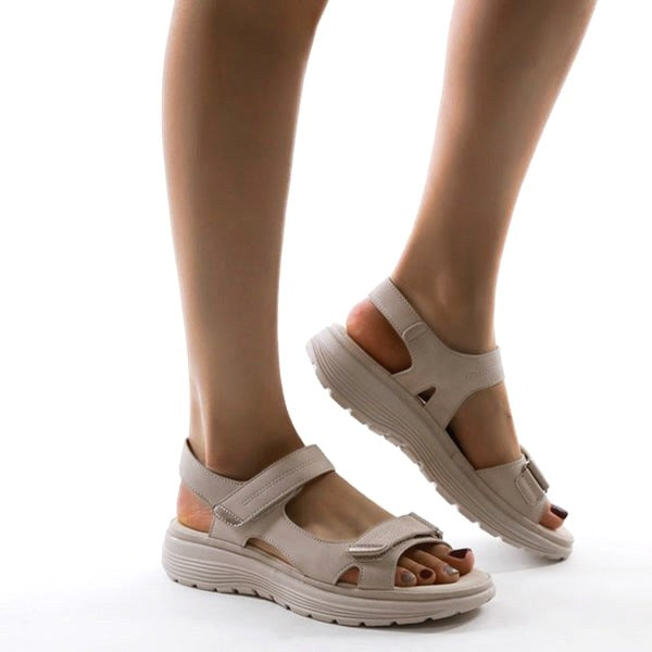 Tiarna | Women's Orthopedic Flat Strap Sandals, Supportive Everyday Sandals | Dressific | Black