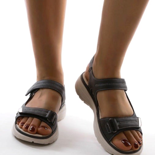 Tiarna | Women's Orthopedic Flat Strap Sandals, Supportive Everyday Sandals | Dressific