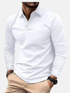 Toby | Men's Long-Sleeve Polo Shirt, Classic Button-Up Polo | Dressific