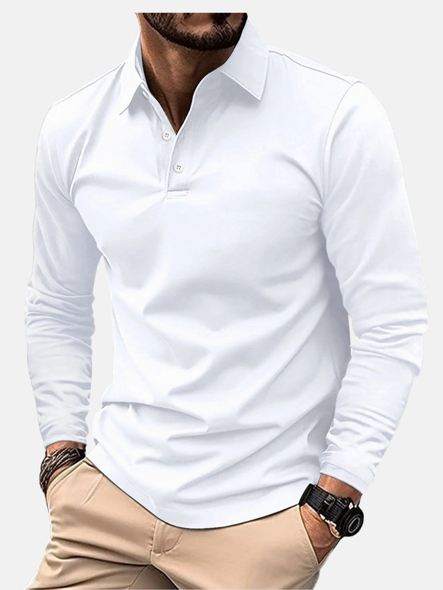 Toby | Men's Long-Sleeve Polo Shirt, Classic Button-Up Polo | Dressific