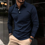 Toby | Men's Long-Sleeve Polo Shirt, Classic Button-Up Polo | Dressific