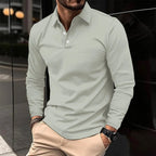Toby | Men's Long-Sleeve Polo Shirt, Classic Button-Up Polo | Dressific