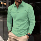 Toby | Men's Long-Sleeve Polo Shirt, Classic Button-Up Polo | Dressific