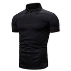 Tyler | Men's Short-Sleeve Polo Shirt, Ribbed Collar Polo | Dressific | Zwart