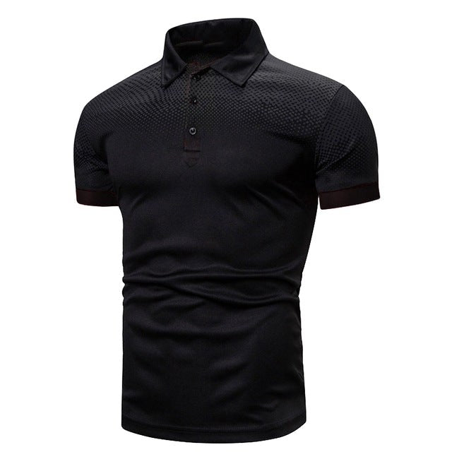 Tyler | Men's Short-Sleeve Polo Shirt, Ribbed Collar Polo | Dressific | Zwart