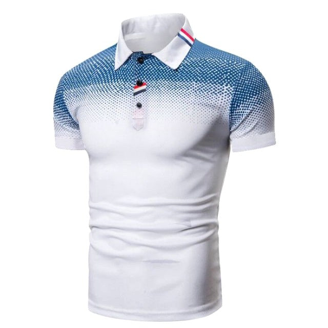 Tyler | Men's Short-Sleeve Polo Shirt, Ribbed Collar Polo | Dressific | Blauw