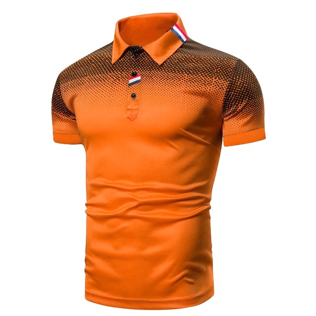 Tyler | Men's Short-Sleeve Polo Shirt, Ribbed Collar Polo | Dressific | Oranje