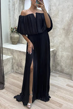 Valerie | Women's Off-Shoulder Pleated Maxi Dress, Flattering Summer Dress for Holidays and Everyday Wear, Flattering Summer Dress for Holidays and Everyday Wear - image 5