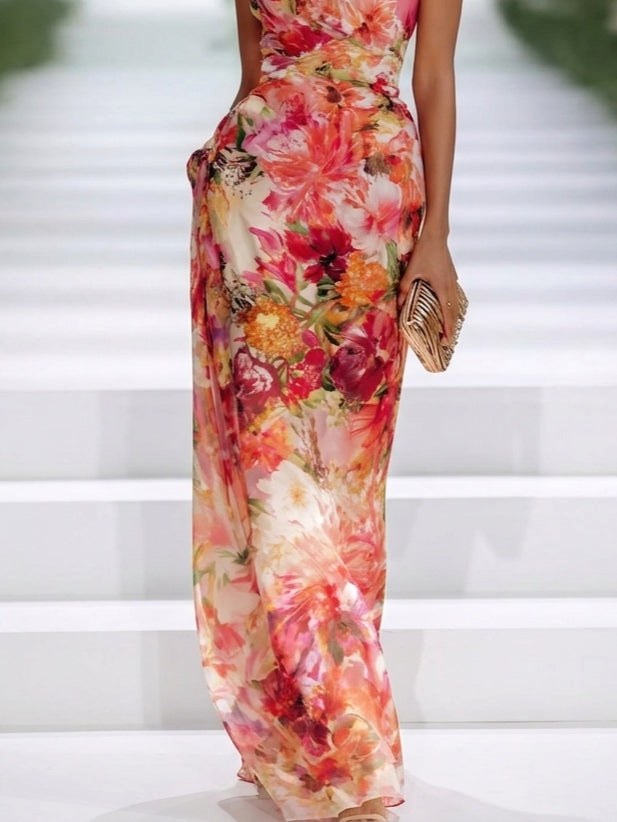 Vanessa | Women's Floral Halter Maxi Dress, Lightweight Summer Dress for Holidays and Resort Wear, Lightweight Summer Dress for Holidays and Resort Wear - image 4