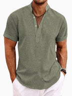 Xavier | Men's Short-Sleeve Shirt with Stand Collar, Relaxed-Fit Casual Shirt | Dressific
